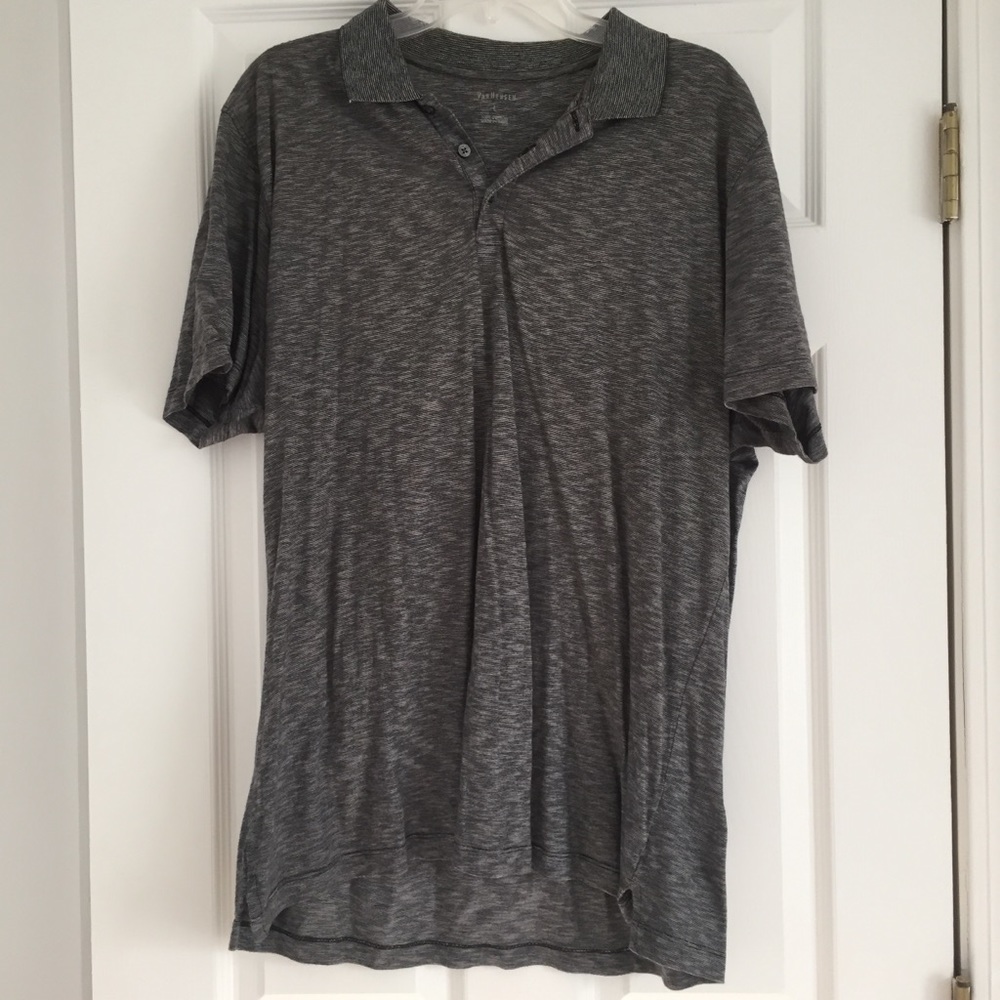 Van Heusen Short Sleeve Collared Polo Gray Large